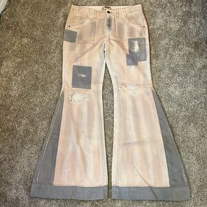 Free people patchwork distressed flare jeans 30
